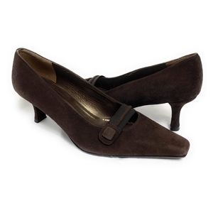 Stuart Weitzman Brown Suede Kitten Heels Shoes 8 M
